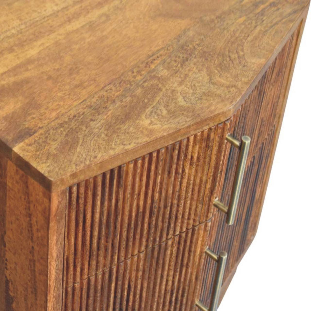 Table de chevet cannelée à 2 tiroirs – Brun rouge – vue 5