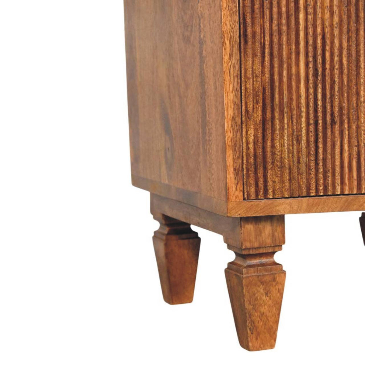 Table de chevet cannelée à 2 tiroirs – Brun rouge – vue 7