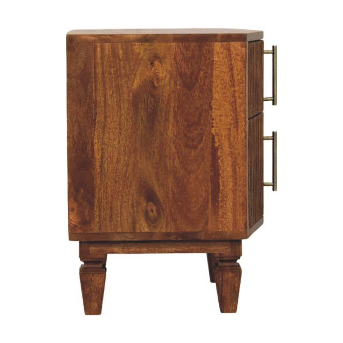 Table de chevet cannelée à 2 tiroirs – Brun rouge – vue 8