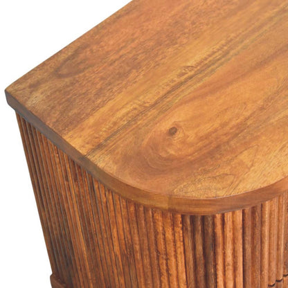 Table de chevet cannelée à 2 tiroirs en manguier massif – Ambre – vue 5