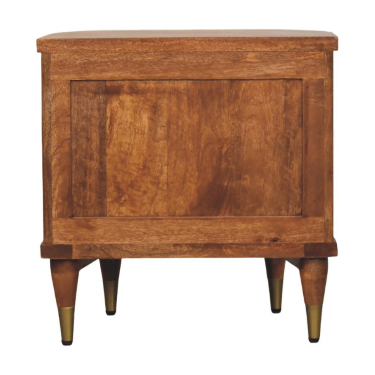 Table de chevet cannelée à 2 tiroirs en manguier massif – Ambre – vue 9