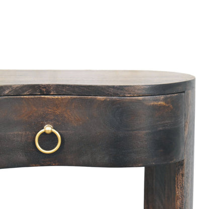 Table de chevet demi-lune à niche en manguier massif – Anthracite – vue 4