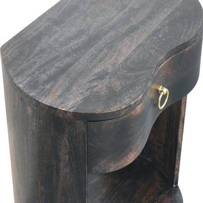 Table de chevet demi-lune à niche en manguier massif – Anthracite – vue 5