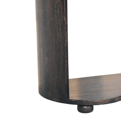Table de chevet demi-lune à niche en manguier massif – Anthracite – vue 7