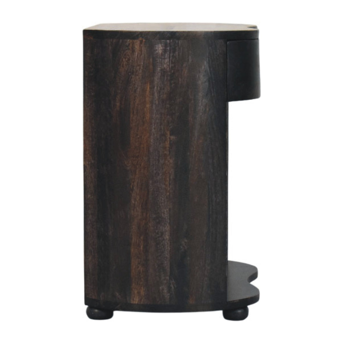 Table de chevet demi-lune à niche en manguier massif – Anthracite – vue 8