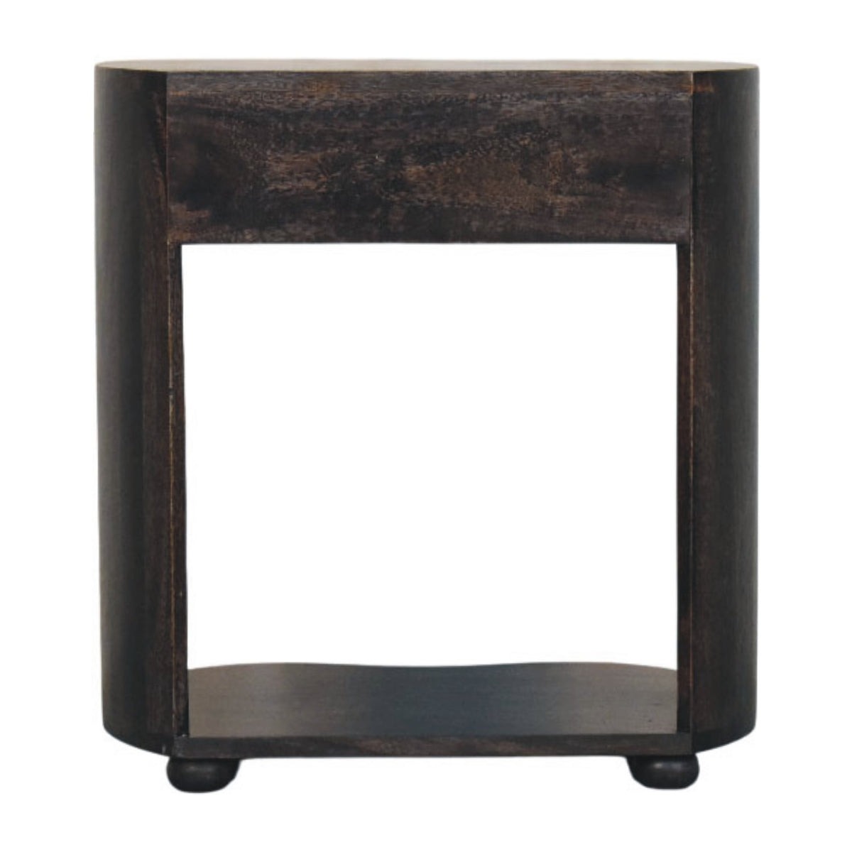 Table de chevet demi-lune à niche en manguier massif – Anthracite – vue 9