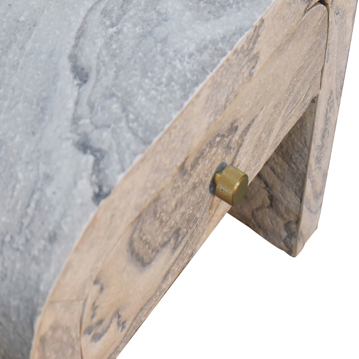 Table de chevet effet marbre en manguier massif – Naturel – vue 5
