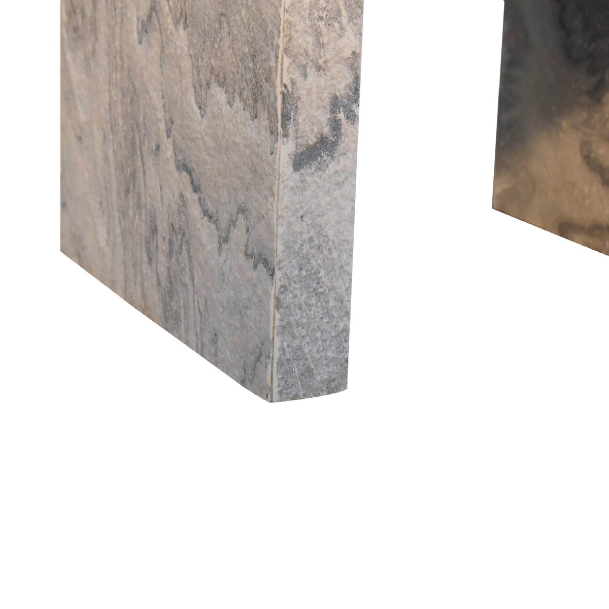 Table de chevet effet marbre en manguier massif – Naturel – vue 7