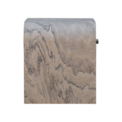 Table de chevet effet marbre en manguier massif – Naturel – vue 8