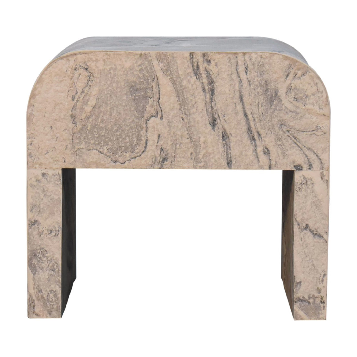 Table de chevet effet marbre en manguier massif – Naturel – vue 9