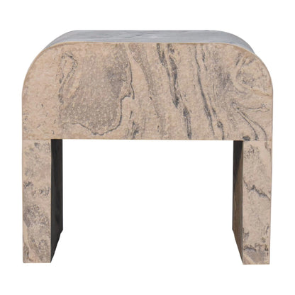 Table de chevet effet marbre en manguier massif – Naturel – vue 9