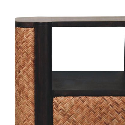 Table de chevet effet tressé 2 tiroirs en manguier massif – Moka – vue 5