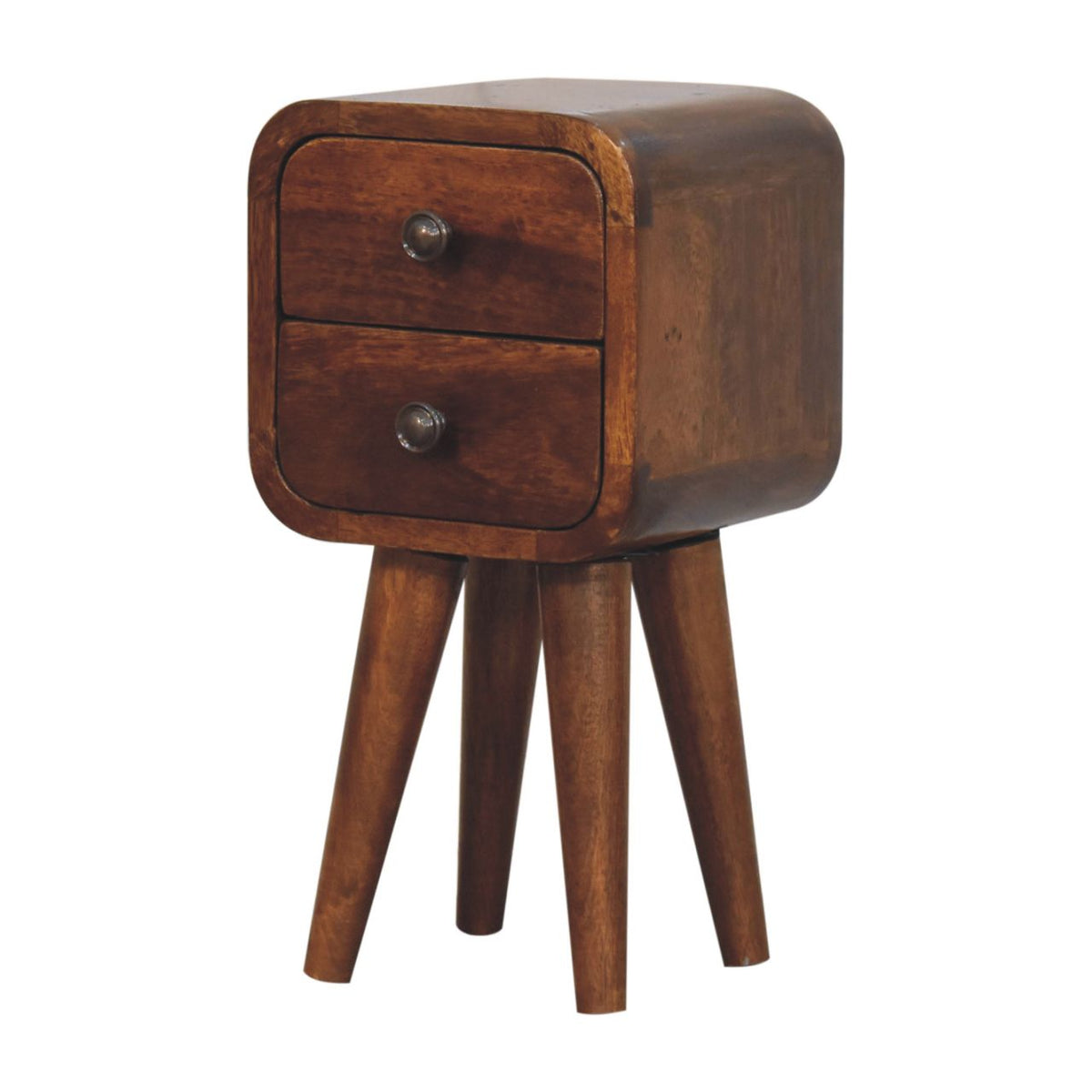 Table de chevet extra-mini 2 tiroirs en manguier massif – Châtaigne – vue 3