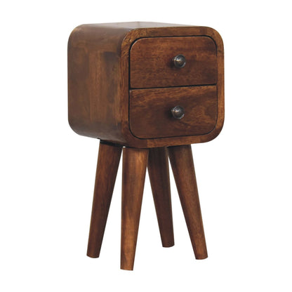 Table de chevet extra-mini 2 tiroirs en manguier massif – Châtaigne – vue 4