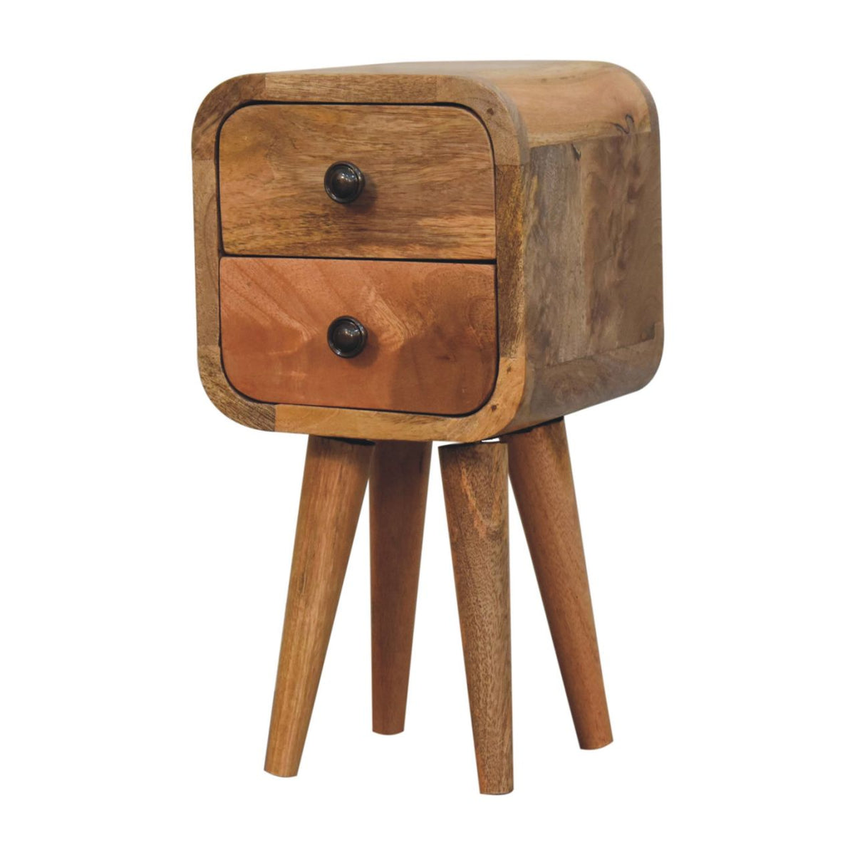 Table de chevet extra-mini 2 tiroirs en manguier massif – Naturel – vue 3