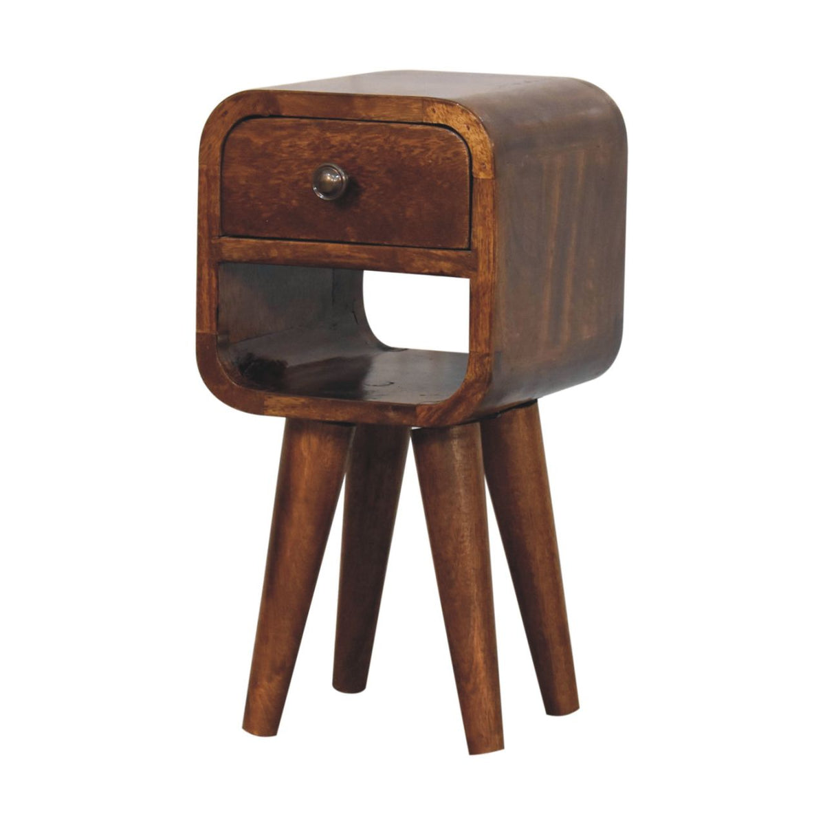 Table de chevet extra-mini à niche basse en manguier massif – Châtaigne – vue 3