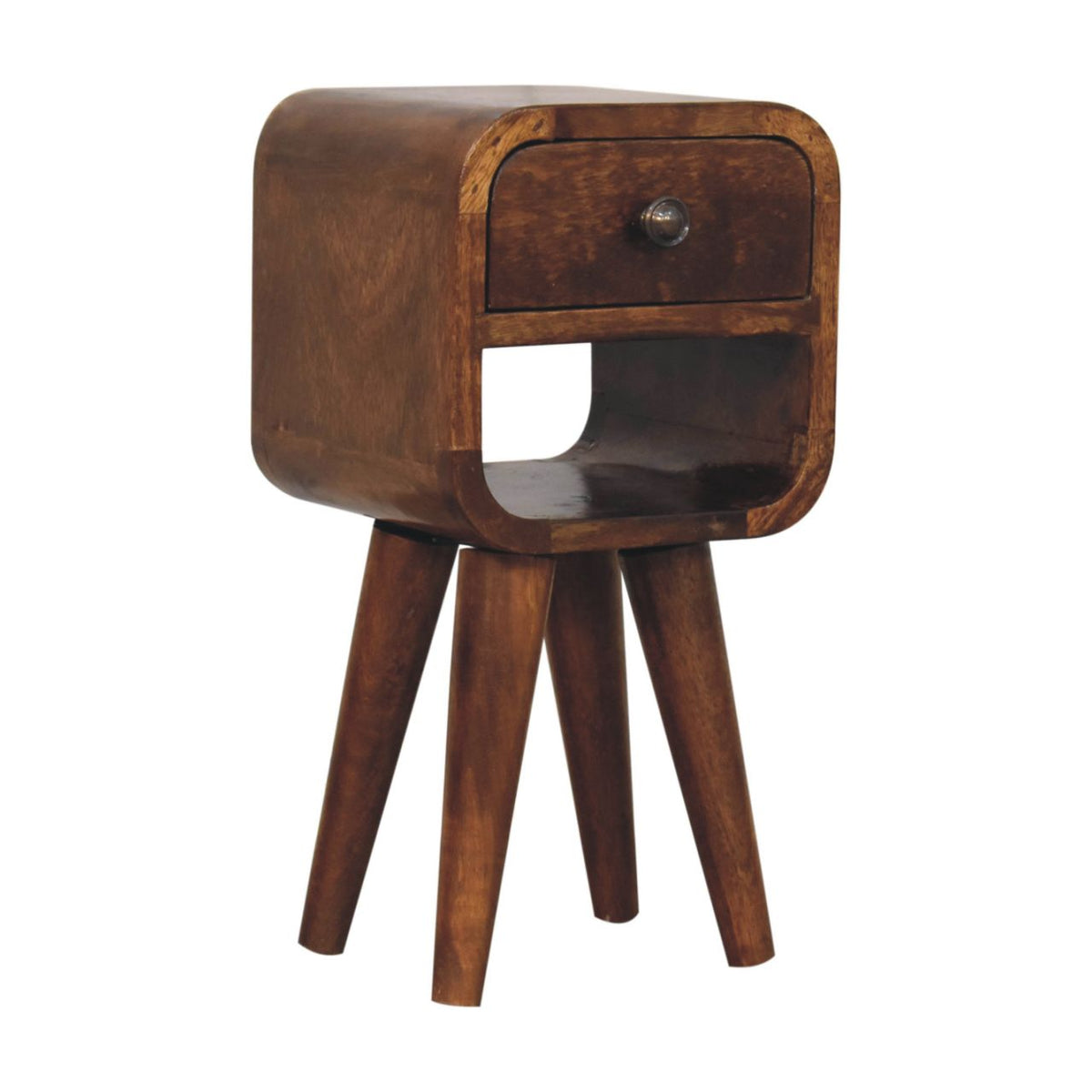 Table de chevet extra-mini à niche basse en manguier massif – Châtaigne – vue 4