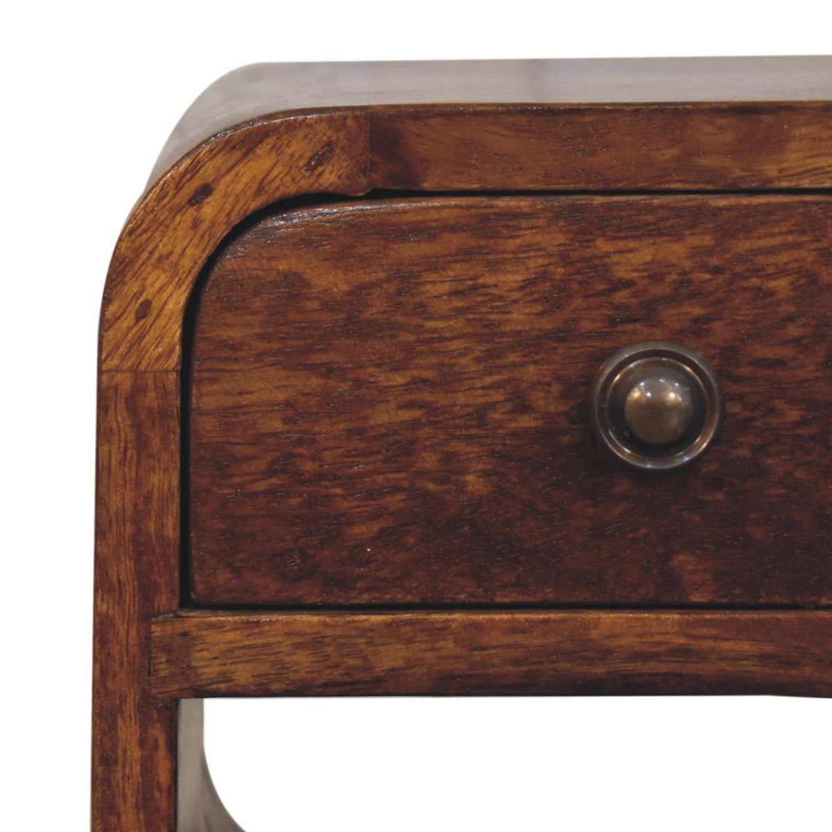 Table de chevet extra-mini à niche basse en manguier massif – Châtaigne – vue 5