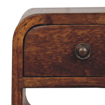 Table de chevet extra-mini à niche basse en manguier massif – Châtaigne – vue 5