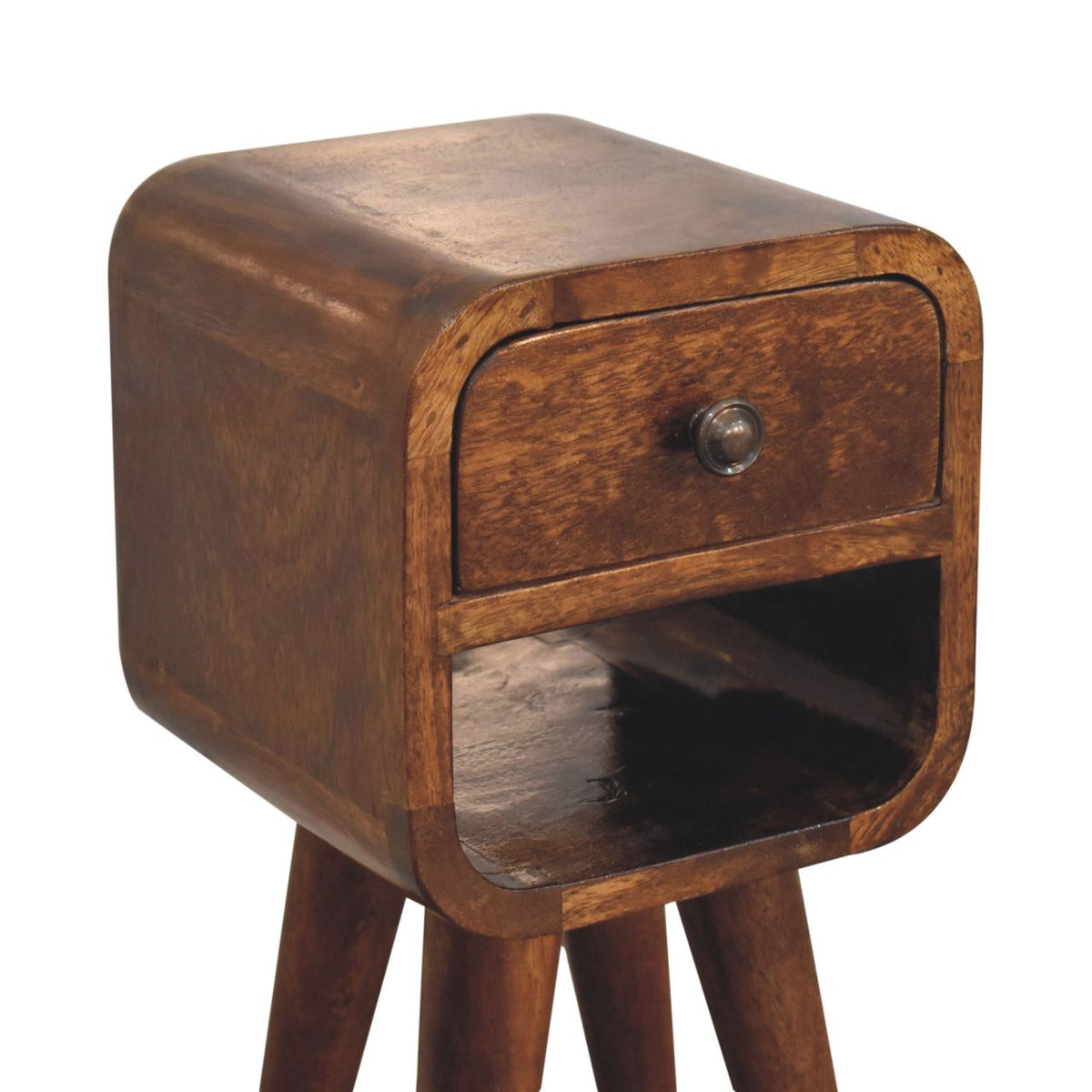 Table de chevet extra-mini à niche basse en manguier massif – Châtaigne – vue 6