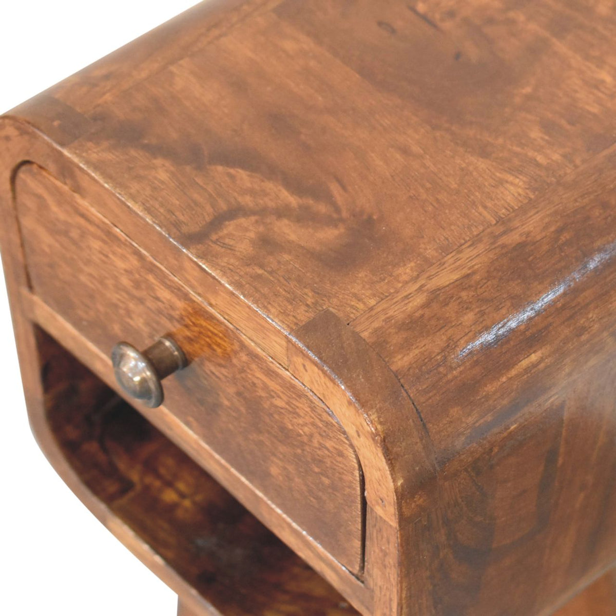 Table de chevet extra-mini à niche basse en manguier massif – Châtaigne – vue 7