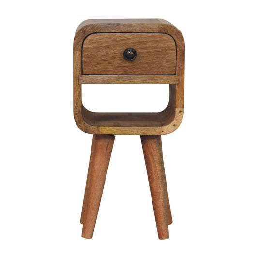 Table de chevet extra-mini à niche basse en manguier massif – Naturel – vue 2