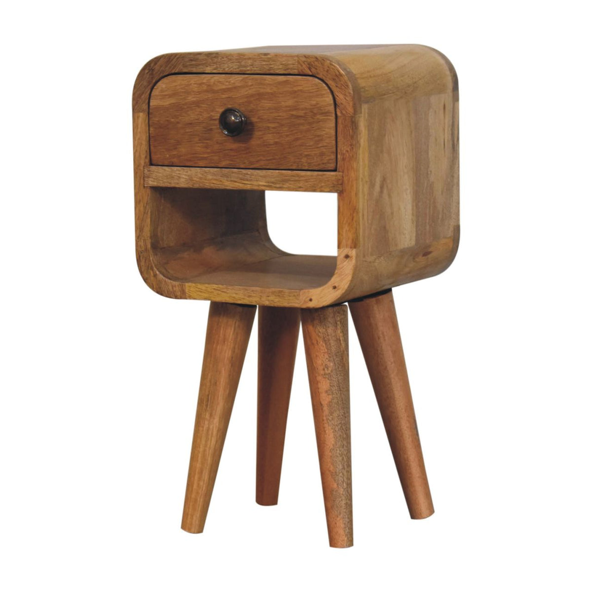 Table de chevet extra-mini à niche basse en manguier massif – Naturel – vue 4