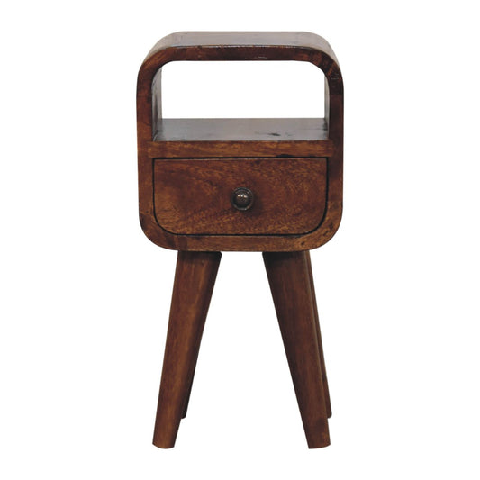 Table de chevet extra mini à niche en manguier massif – Châtaigne – vue 2
