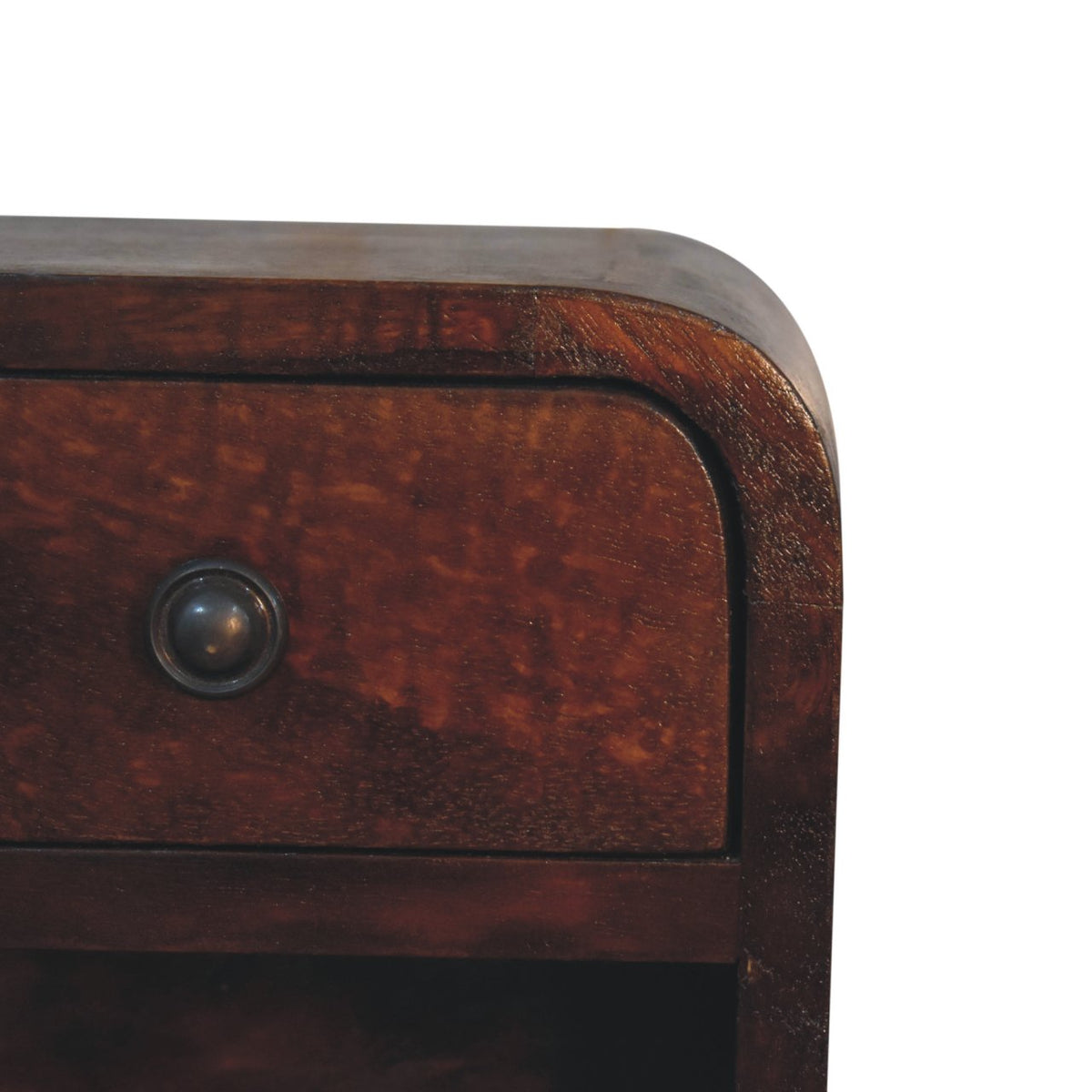 Table de chevet extra-mini arrondie à niche en manguier massif – Châtaigne – vue 6