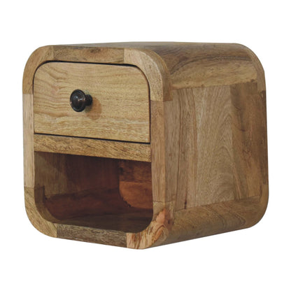 Table de chevet extra-mini arrondie à niche en manguier massif – Naturel – vue 4