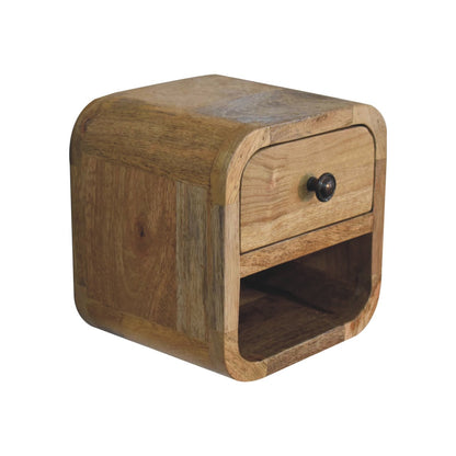 Table de chevet extra-mini arrondie à niche en manguier massif – Naturel – vue 5