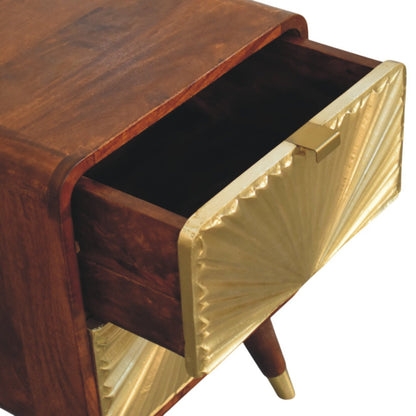 Table de chevet façade laiton embossé en manguier massif – Châtaigne – vue 6