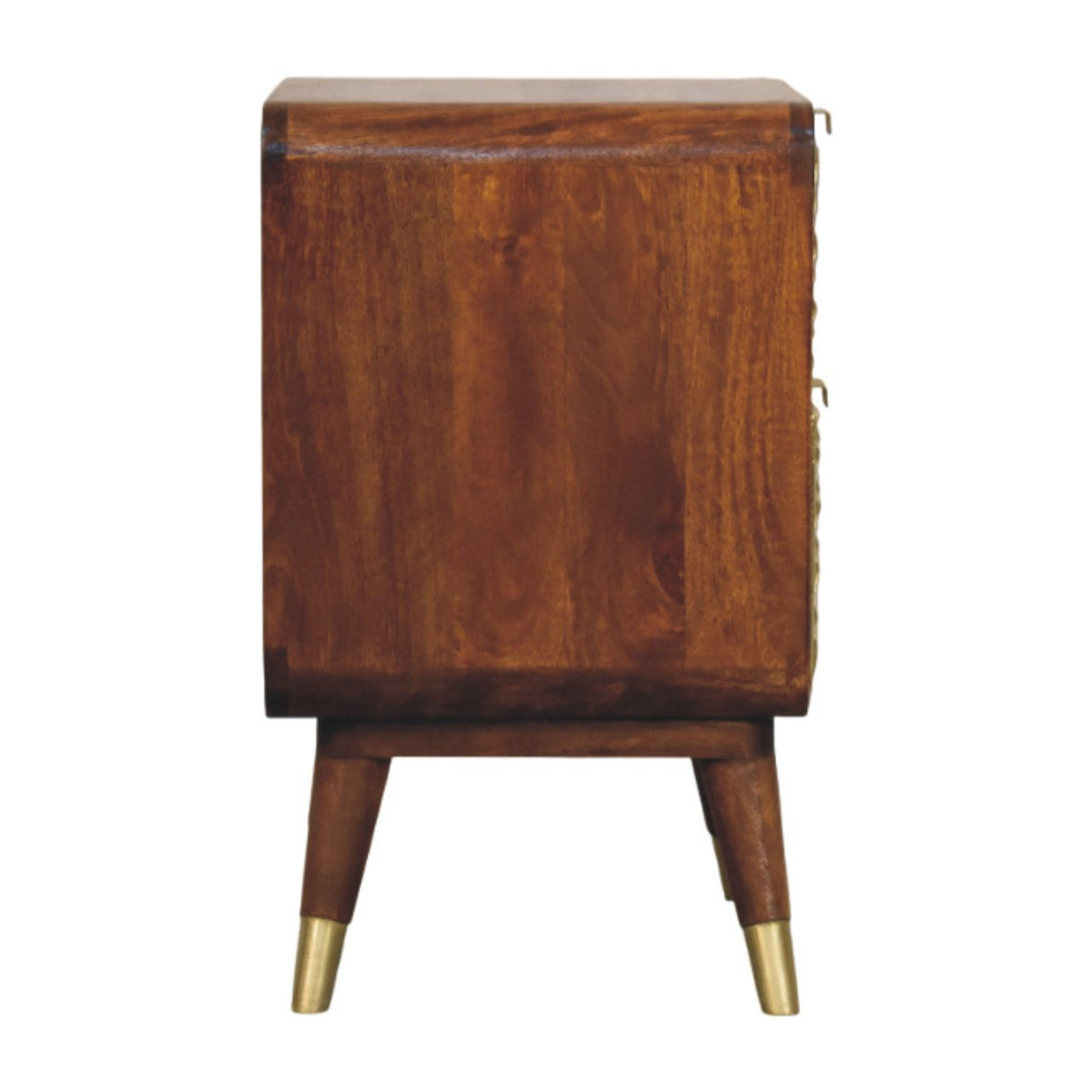 Table de chevet façade laiton embossé en manguier massif – Châtaigne – vue 8