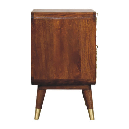 Table de chevet façade laiton embossé en manguier massif – Châtaigne – vue 8