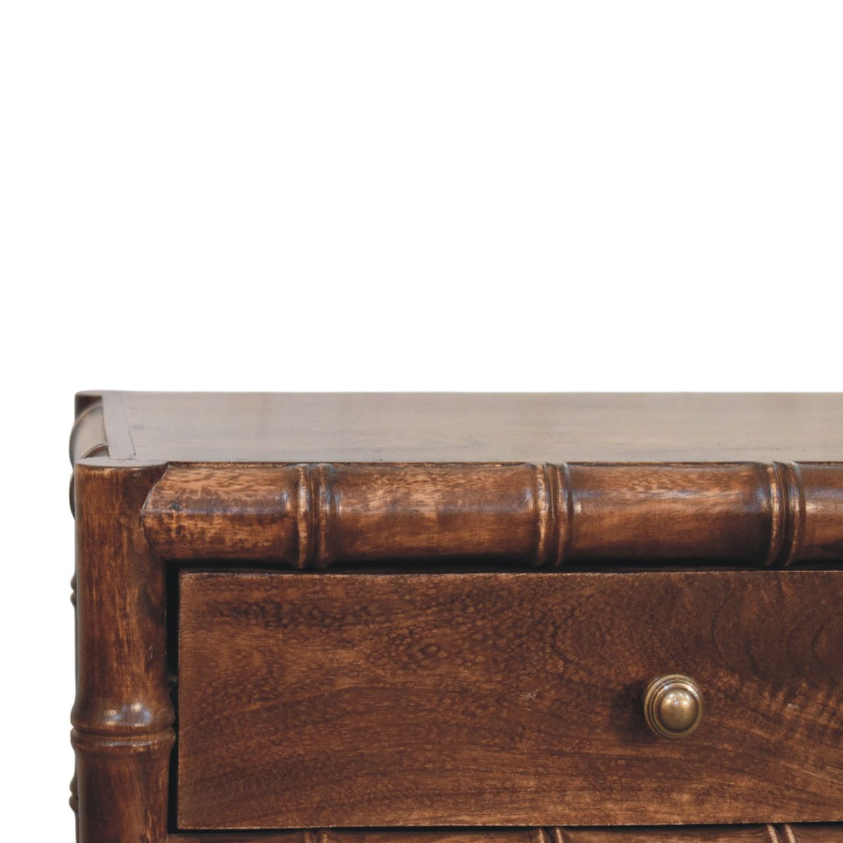 Table de chevet façon bambou en manguier massif – Amande grillée – vue 4