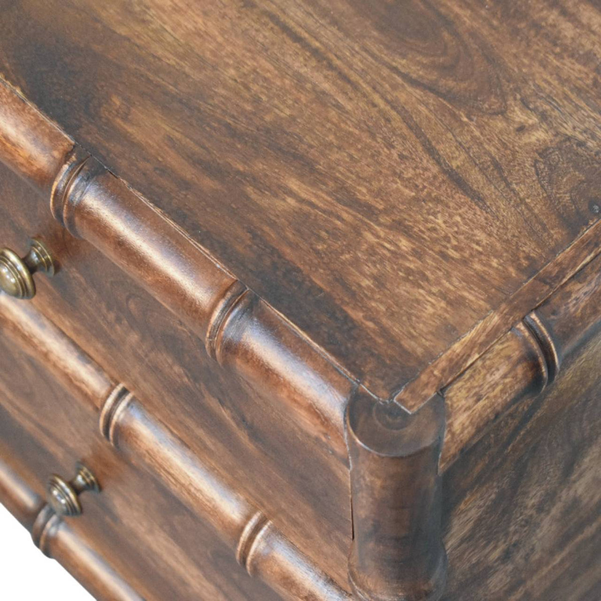 Table de chevet façon bambou en manguier massif – Amande grillée – vue 5