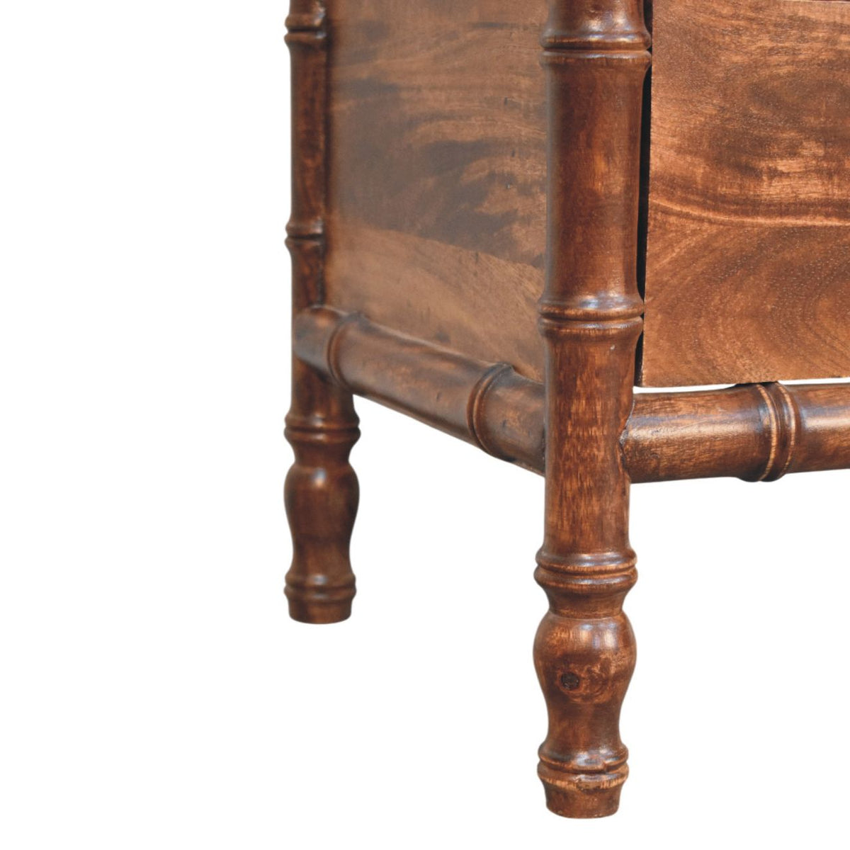 Table de chevet façon bambou en manguier massif – Amande grillée – vue 7