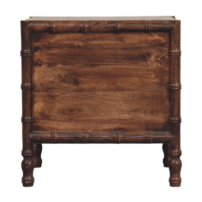 Table de chevet façon bambou en manguier massif – Amande grillée – vue 9
