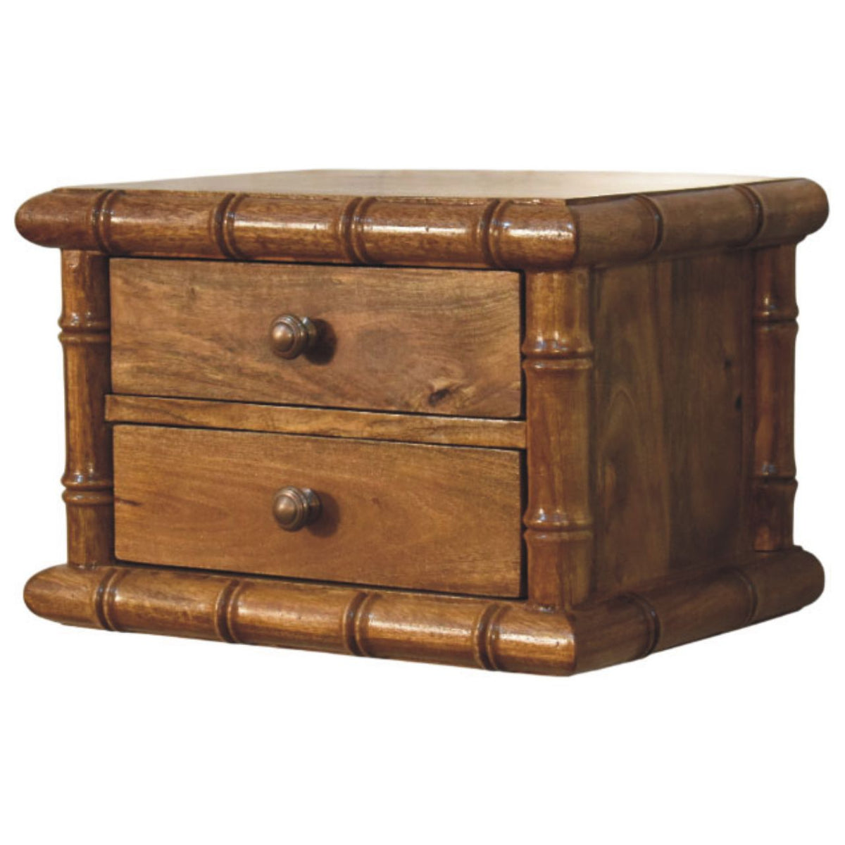 Table de chevet façon bambou en manguier massif – Ambre – vue 2