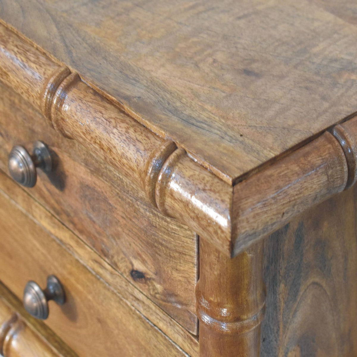 Table de chevet façon bambou en manguier massif – Ambre – vue 6
