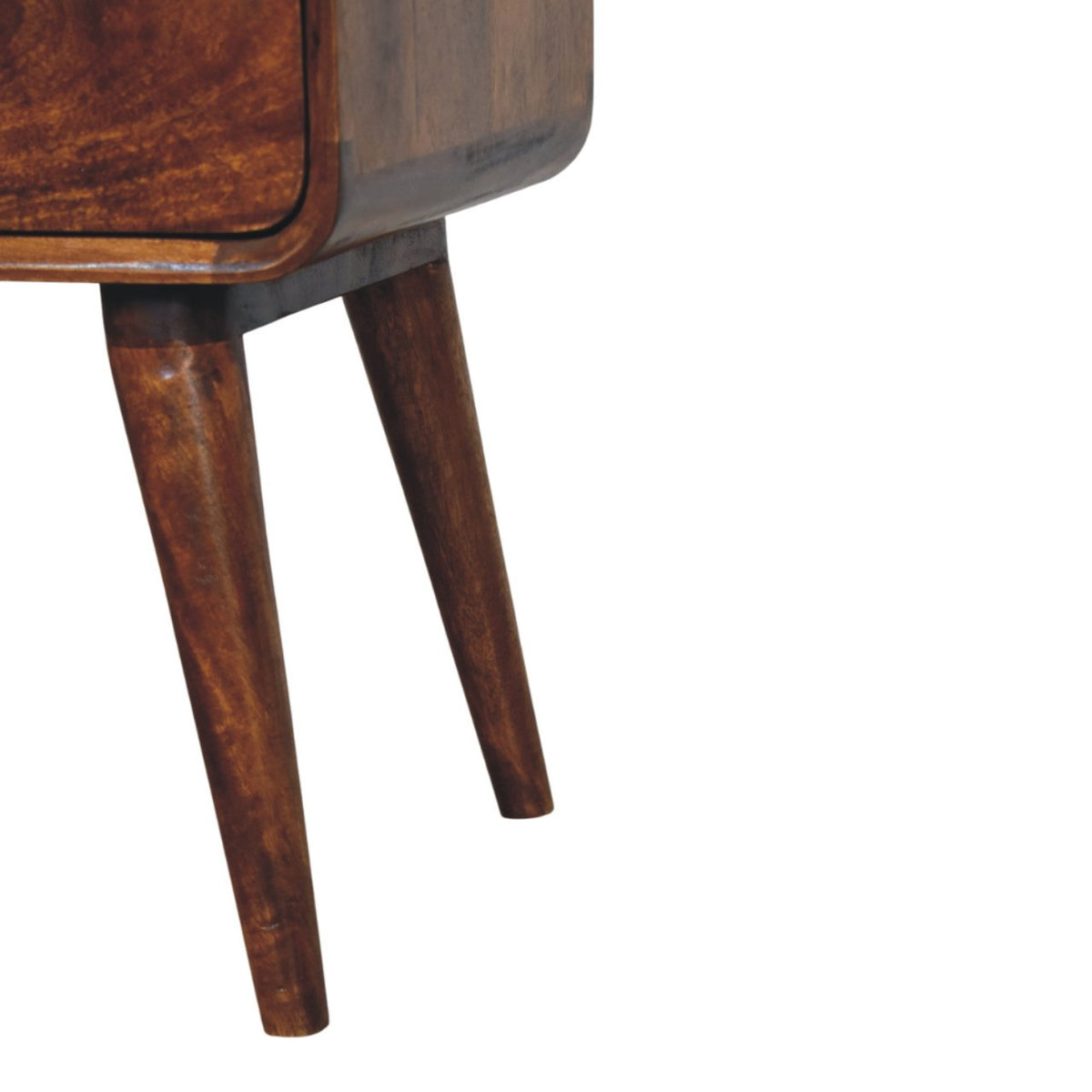 Table de chevet galbée 3 tiroirs en manguier massif – Châtaigne – vue 8