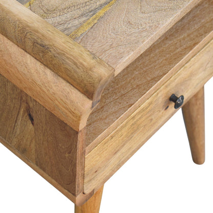 Table de chevet galbée à bouton laiton en manguier massif – Naturel – vue 5