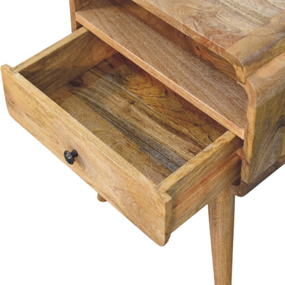 Table de chevet galbée à bouton laiton en manguier massif – Naturel – vue 6