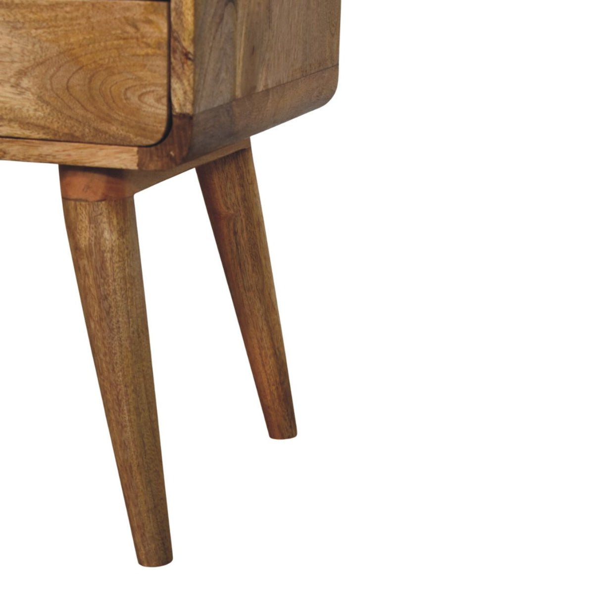 Table de chevet galbée à bouton laiton en manguier massif – Naturel – vue 7