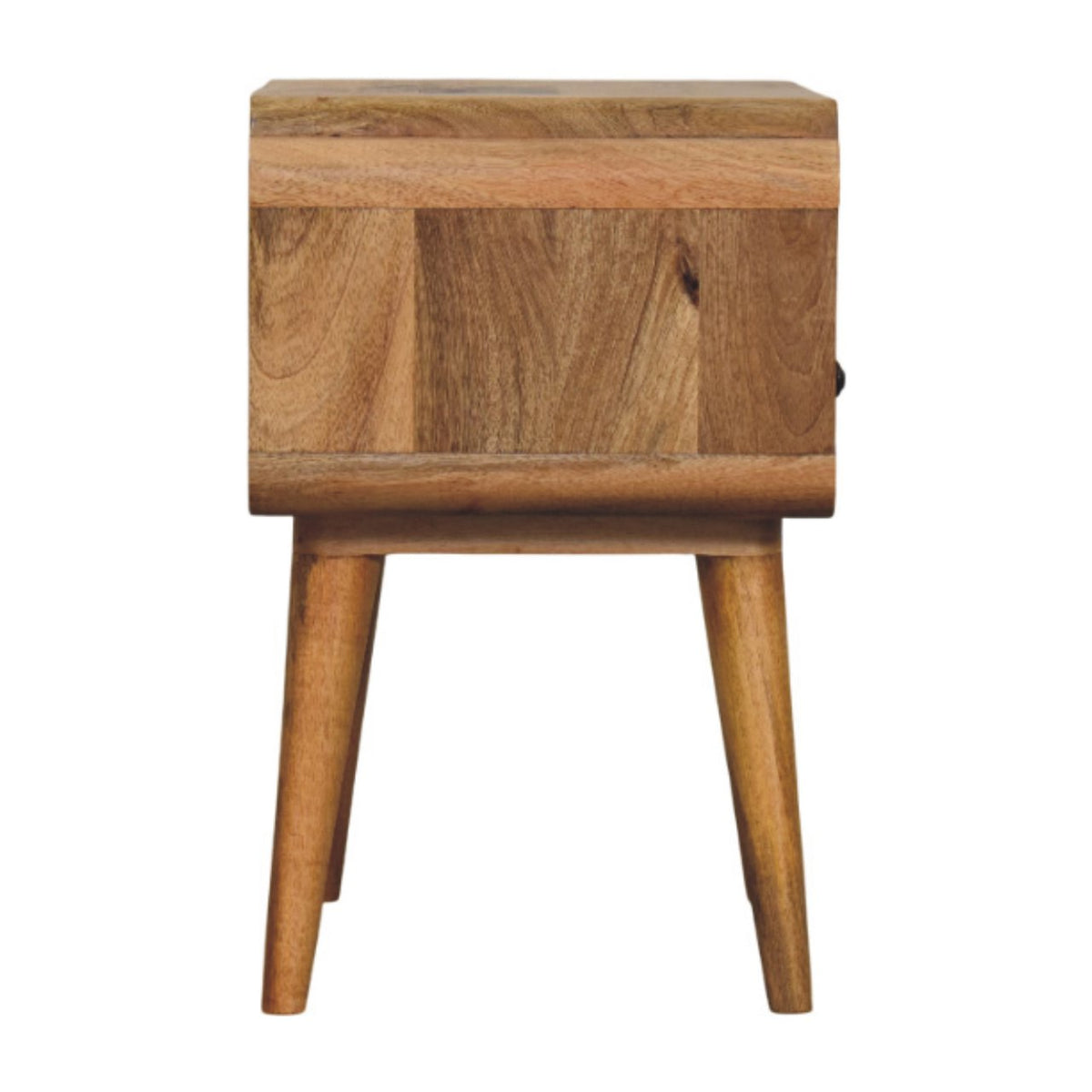 Table de chevet galbée à bouton laiton en manguier massif – Naturel – vue 8