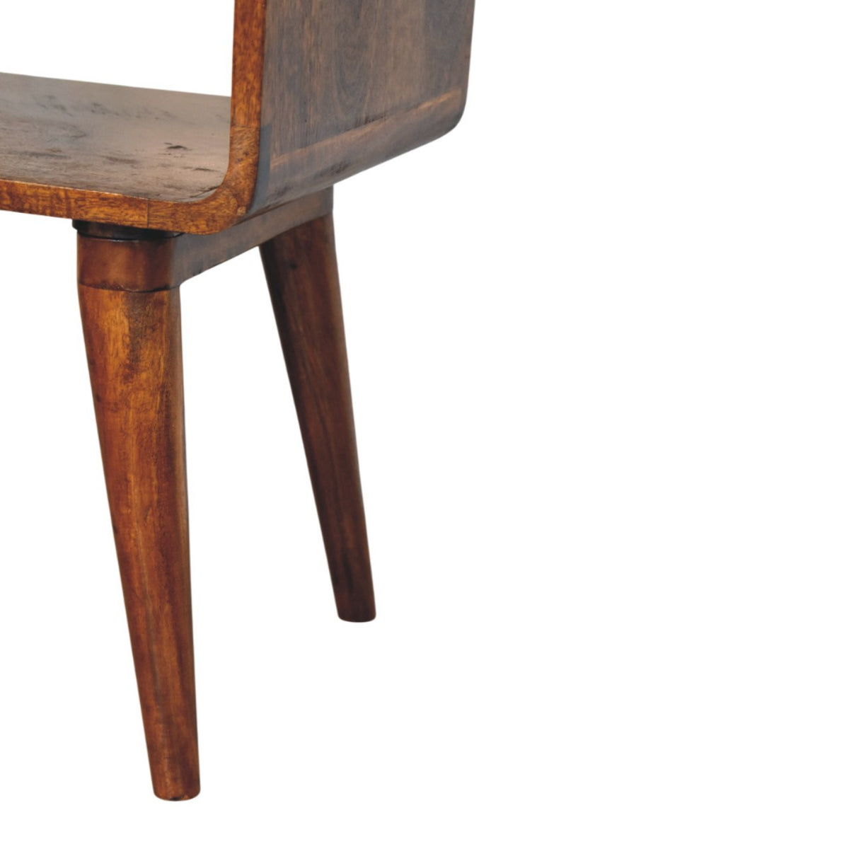 Table de chevet galbée à niche en manguier massif – Châtaigne – vue 7