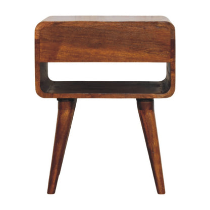 Table de chevet galbée à niche en manguier massif – Châtaigne – vue 9