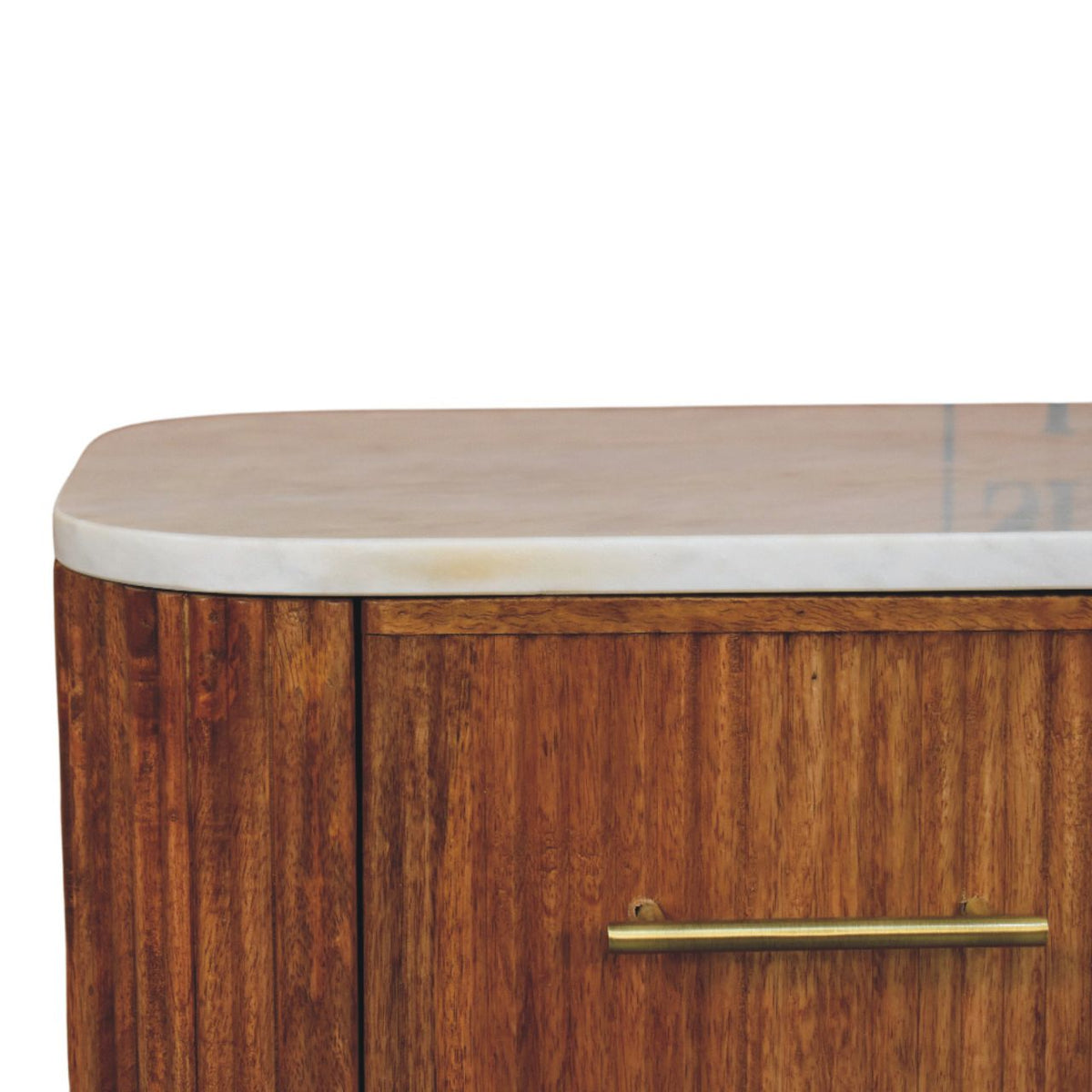 Table de chevet marbre 2 tiroirs en manguier massif – Miel doré – vue 4