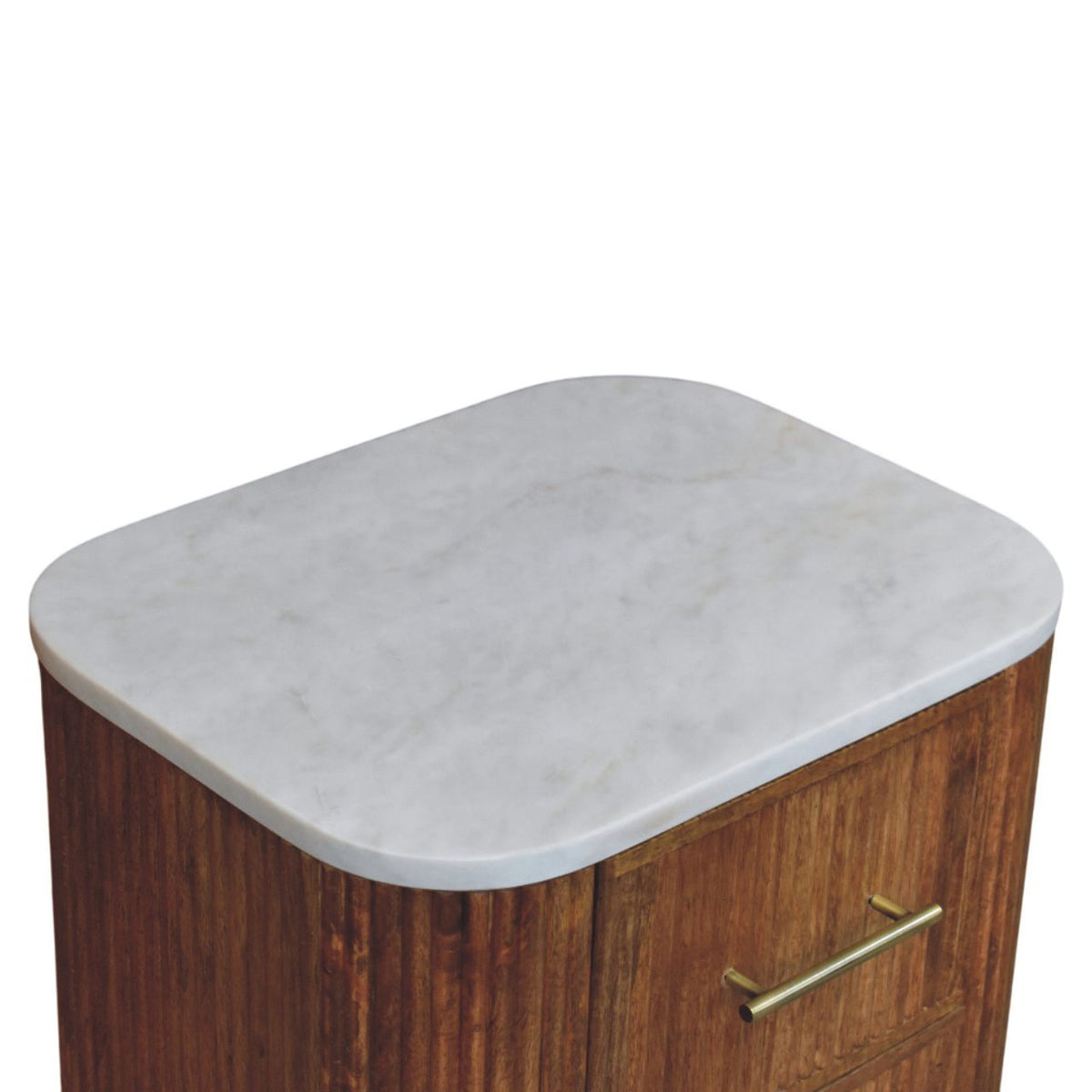 Table de chevet marbre 2 tiroirs en manguier massif – Miel doré – vue 5