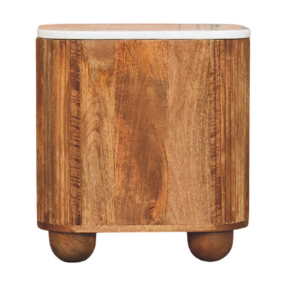 Table de chevet marbre 2 tiroirs en manguier massif – Miel doré – vue 9